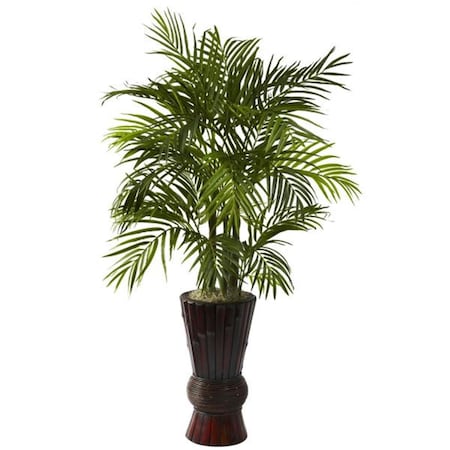 Nearly Natural 4 and rsquo; Areca with Bamboo Planter 6723